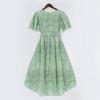 Women's Fashion Casual V Neck Short Sleeve Ruffled Vintage Printed Dresses