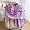Autumn and Winter Double-sided Color Blocked Plaid Tassel Scarf  Simple  Versatile and Warm Neck Scarf for Men and Women Birthday Gift for Couples