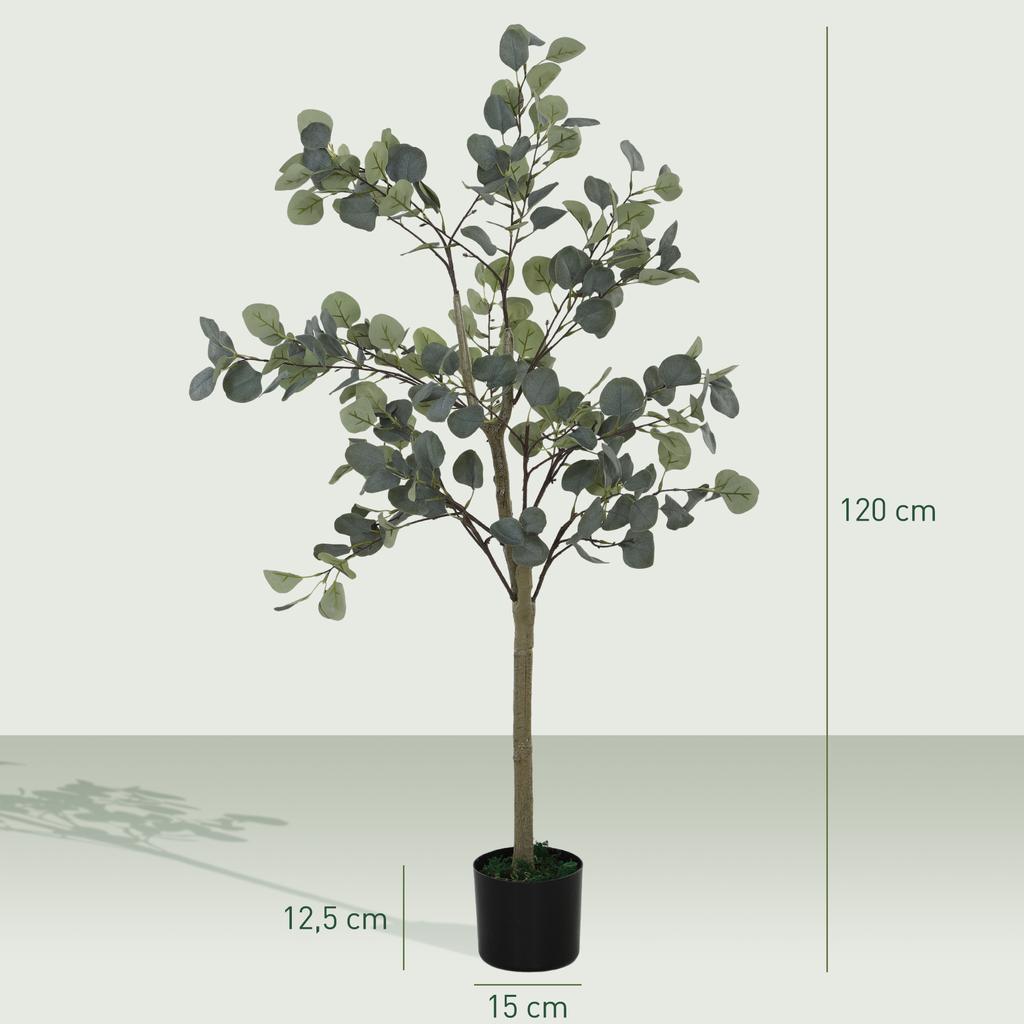 Decorative Artificial Plant 120 cm Synthetic Eucalyptus with 230 Leaves in Pot for Indoor Green