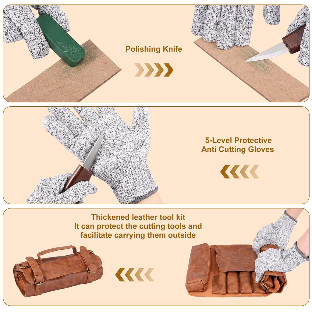 Wood Carving Tools Set with Detail Wood Carving Knife Wood Chisel Knife Gloves Carving Knife Sharpener Woodworking Tools