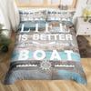 Rustic Farmhouse Duvet Cover Summer Lake Bedding Set For Boys Men Twin Flip Flop Paddle Quilt Cover Vintage Wood Texture Bed Set
