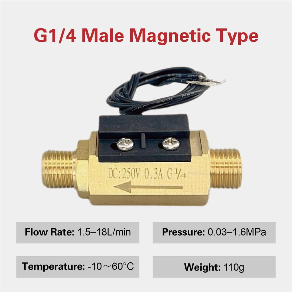 Brass Flow Switch Flow Meter Flowmeter 1.5‑3L/min G1/4 G1/2 Low Flow Water Normally Open Magnetic Spring Sensor Industrial