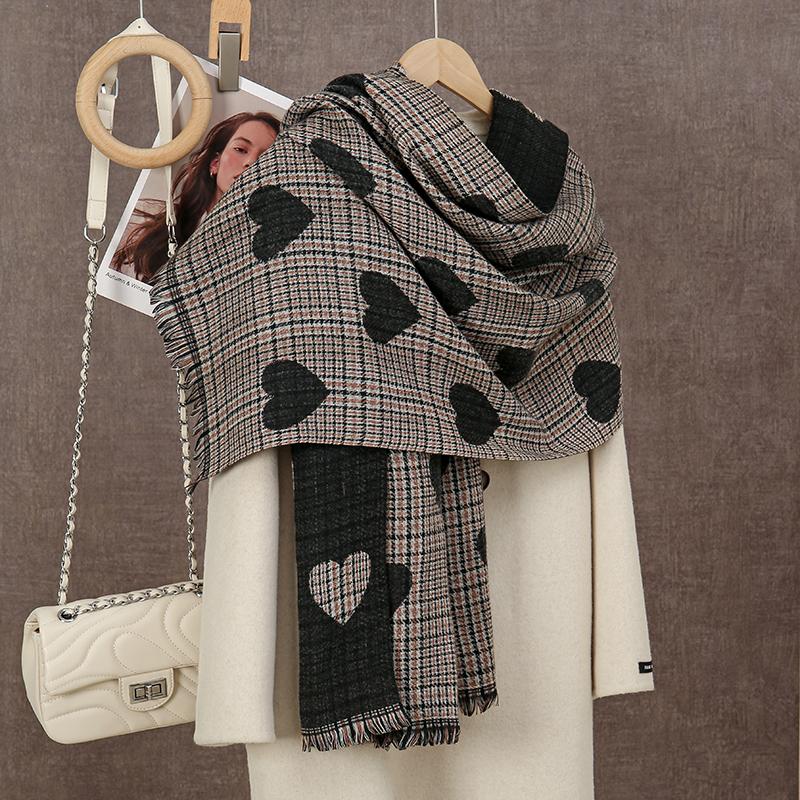 Marke Warmer Karomuster Kaschmir Poncho Schal Schal Luxuriöser Druck Dicke Pashmina Winterdecke Wickel Bufanda Lässiger Hijab Stolen Echarpe