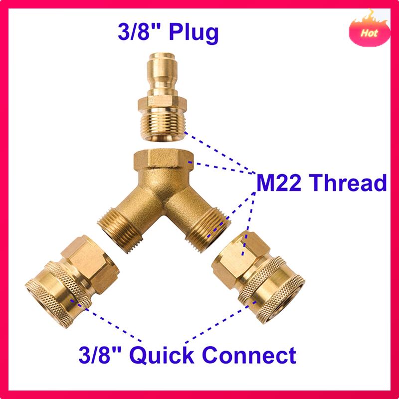 Tee Spliter Adapter With 3/8 Inch Quick Release Connector For High Pressure Washer