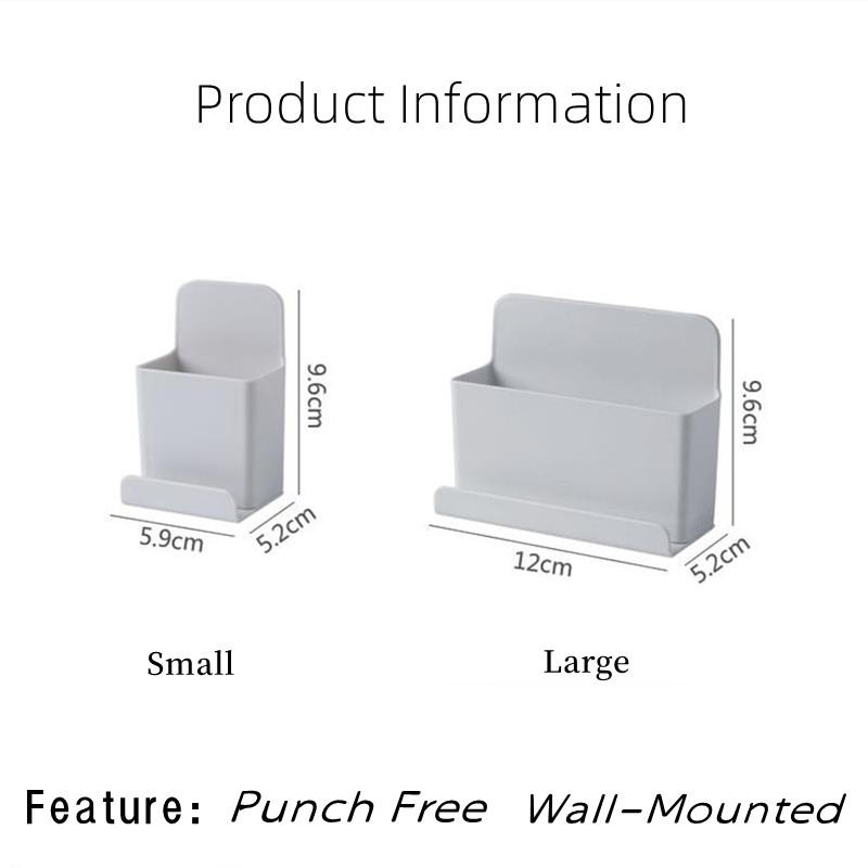 Self Adhesive Remote Controller Phone Holder Storage Boxes Wall Mounted  Plug Organizer Stationery Storage Box For Home Office
