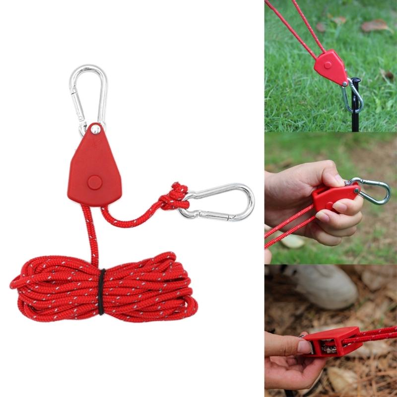 4pcs Reflective Camping Rope Heavy Duty Tent Guy Rope with Pulley Outdoor Tent Guide Cord with Adjuster Easy To Use