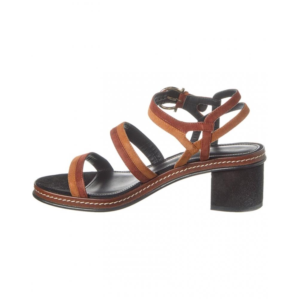 Salvatore Ferragamo Ferragamo Gancini Suede Sandal Black