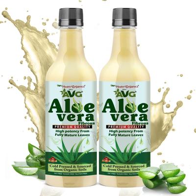 AVG Health Organics Aloevera Fibrous | Pulpy Aloevera Juice | High Potency & Cold Pressed | Rejuvenates Skin and Hair- No Added Sugar -500 ML| P