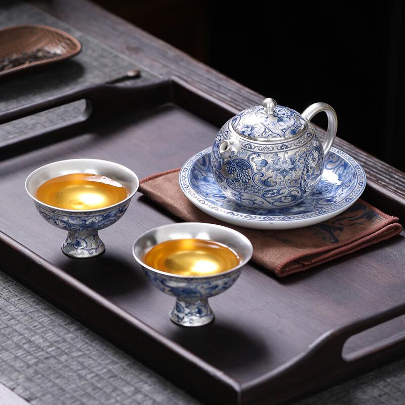 Portable Blue and White Ceramic Tea Set