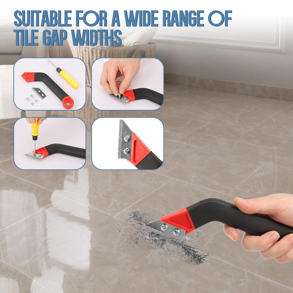 1Set Grout Removal Tool Kit with 6Knife Blade Beveled Emery Blade Grout Sealing Tools Grout Removal Tool for Floor Tile Cleaning