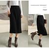 Women's Slim Fit Vertical Stripe Wool Midi Skirt - Versatile Cashmere Knit