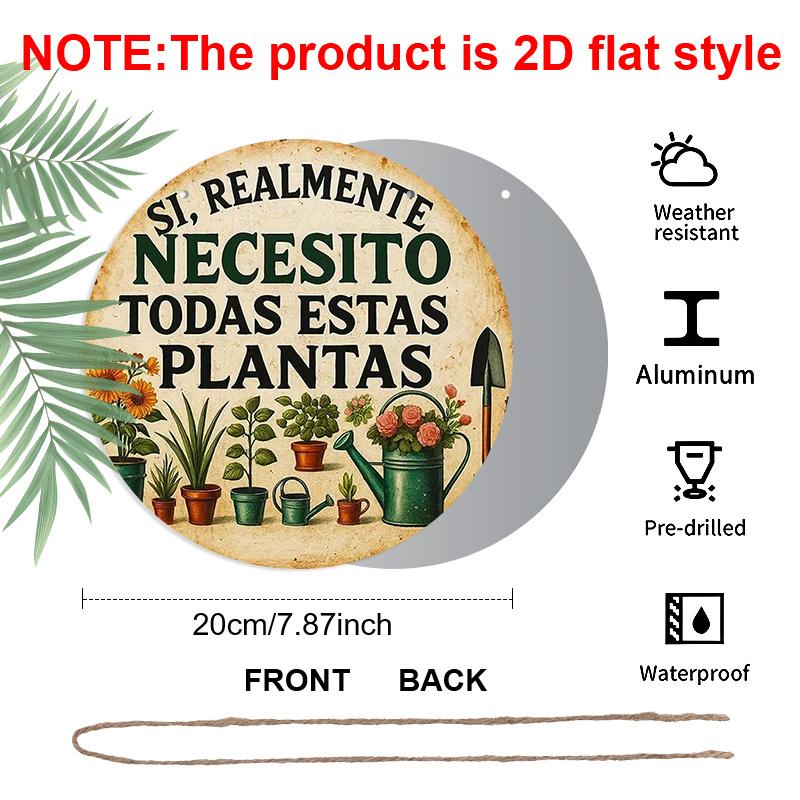 2D Flat Aluminum Wall Art with A Whimsical Design 7.87 Inches X 7.87 Inches Perfect for Plant Lovers; Ideal for Farms, Gardens, Farmhouses, Cafes