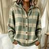 Women's Casual Loose Fit Plaid Hooded Long Sleeve Cardigan Sweater for Fall and Winter