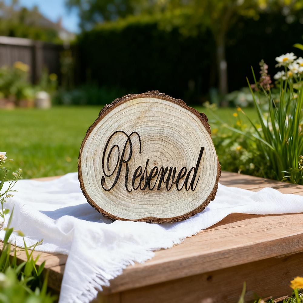 Ustic Wood Reserved Sign for Table Barn Farmhouse Wedding Decorations for Ceremony Rehearsal Wedding Reserved Sign Wood Slice