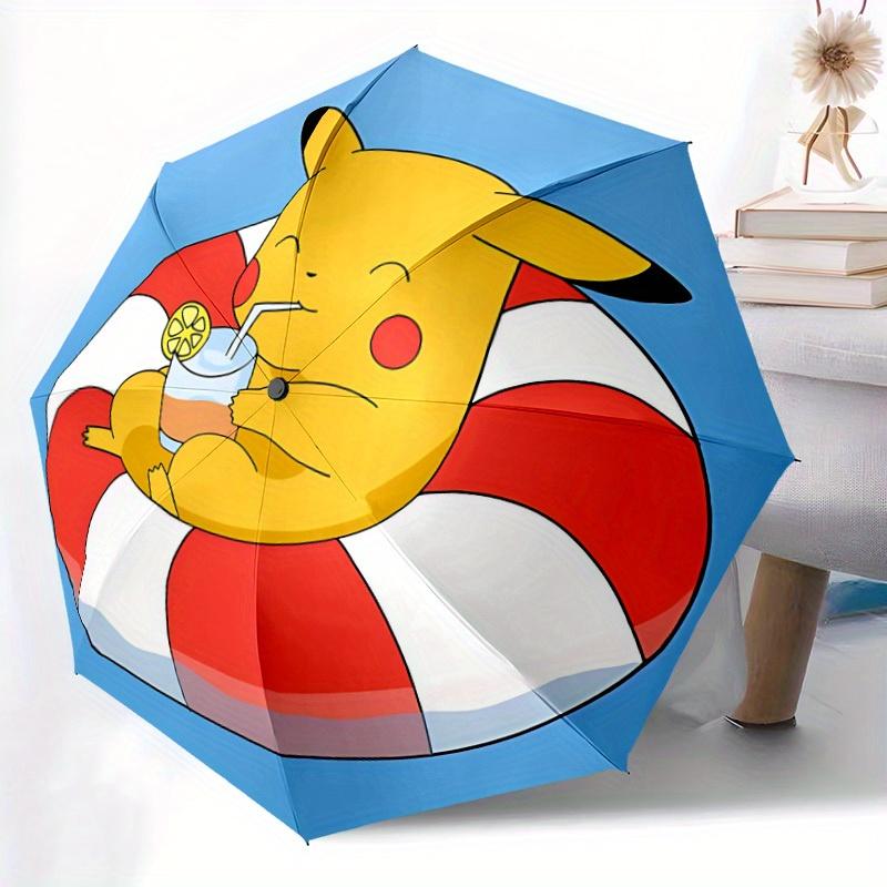 Pikachu Automatic Folding Umbrella, 8 Ribs for All-Season Use, Portable for Travel & Outdoor Activities A0819066
