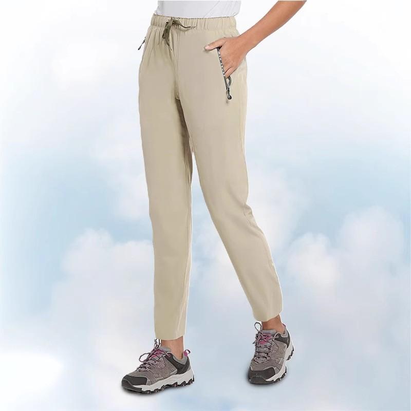 Quick Dry Hiking Pants Womens Outdoor Sports Drawstring Waist Joggers Waterproof Lightweight Zipper Pockets Trousers