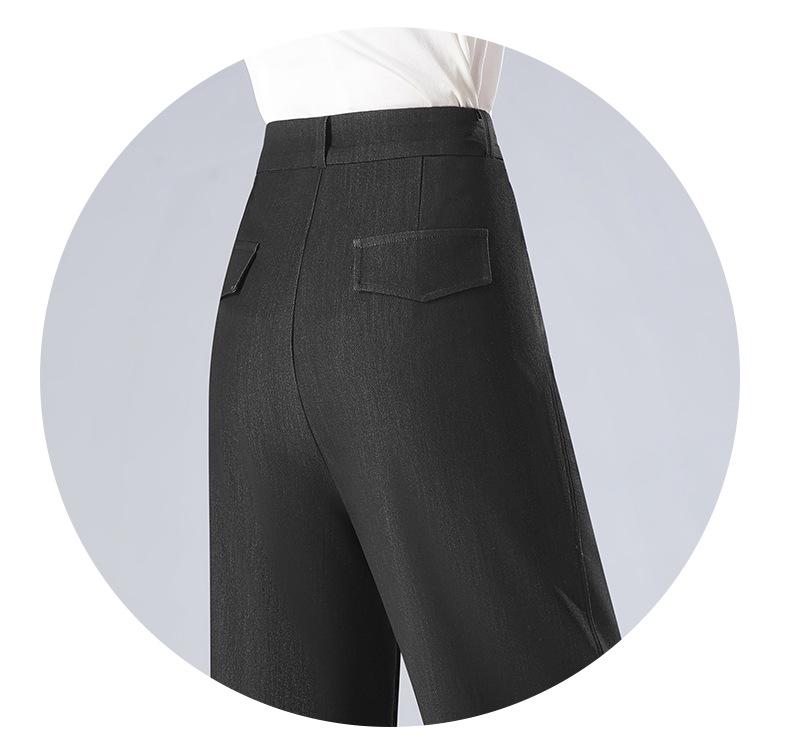 Women's High-Waist Slim-Fit Wide-Leg Imitation Denim Trousers - Spring/Summer 2025 Collection