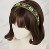 MAIA Green Flower Jacquard Hairband - Plain Orange Green
