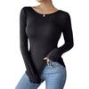 Elegant Back Hollowed Out Paste Hu Butterfly Lace Long-sleeved Solid Color T-shirt Skinny Tops Versatile Closet Essential Fashion Items Shirt