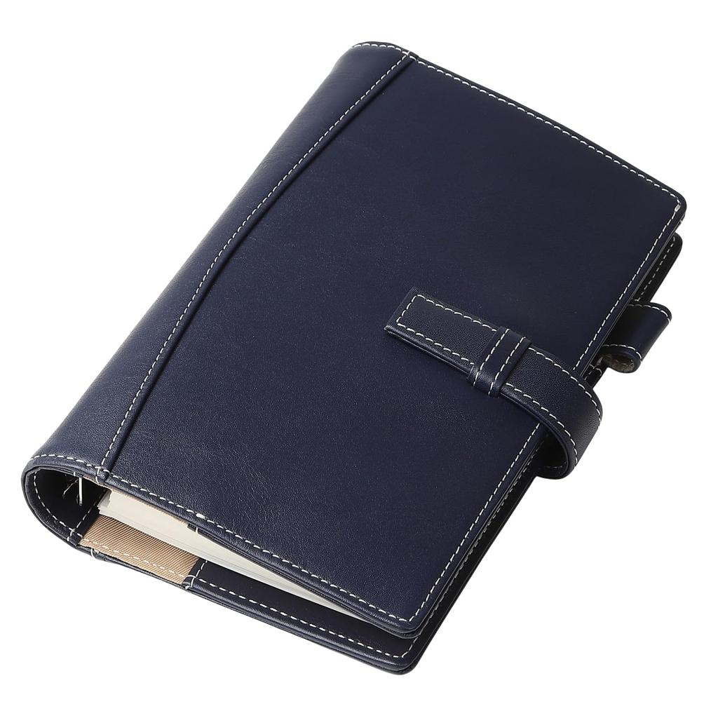Lightex System Organizer, Genuine Vegetable-Tanned Leather, Bible Size, 6-Ring Hole, Lightweight, B6monolether01, Navy