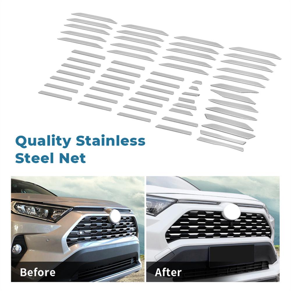 Stainless Steel Front Bumper Mesh Grille Decor Sticker For Toyota RAV4 2020-2021