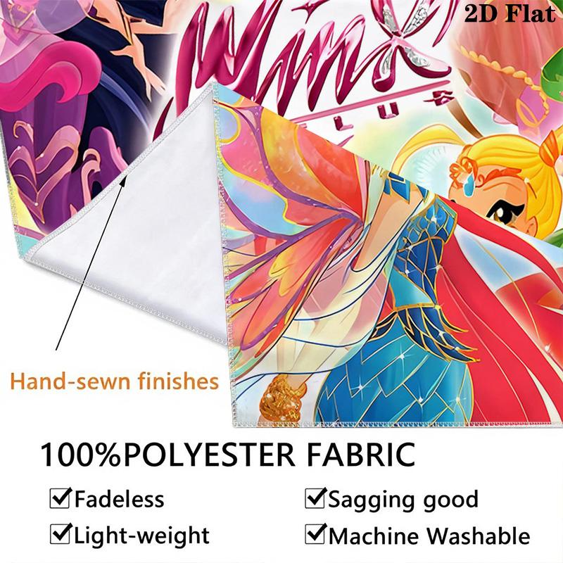 Winx Club Wall Tapestry Aesthetic Wall Hanging Printed Fabric Blanket Decorative Tapestries For Bedroom Living Room Home Decor