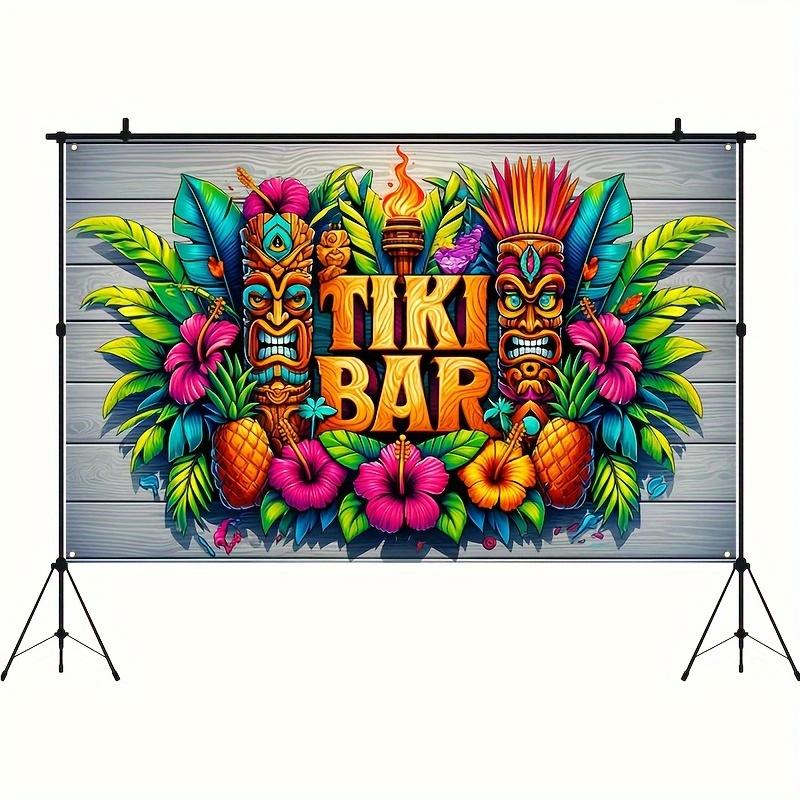 Tropical Tiki Bar Flower Totem Banner - Hawaii Beach Party Background Cloth