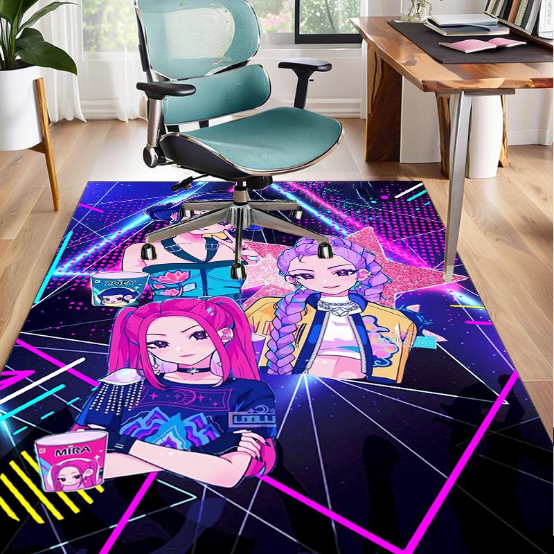 Superhero kpop Friends Adventure Office Rug Chair Mat, Game Carpet, Suitable for Front Door, Bedroom, Living Room, Desk, Holiday Gift
