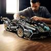 2026Nieuwe Bouwsteen Raceauto V12 Bouwsteen Auto Zwart en Gouden Accessoires Fijn Bureau Houten Modelauto Verjaardagscadeau