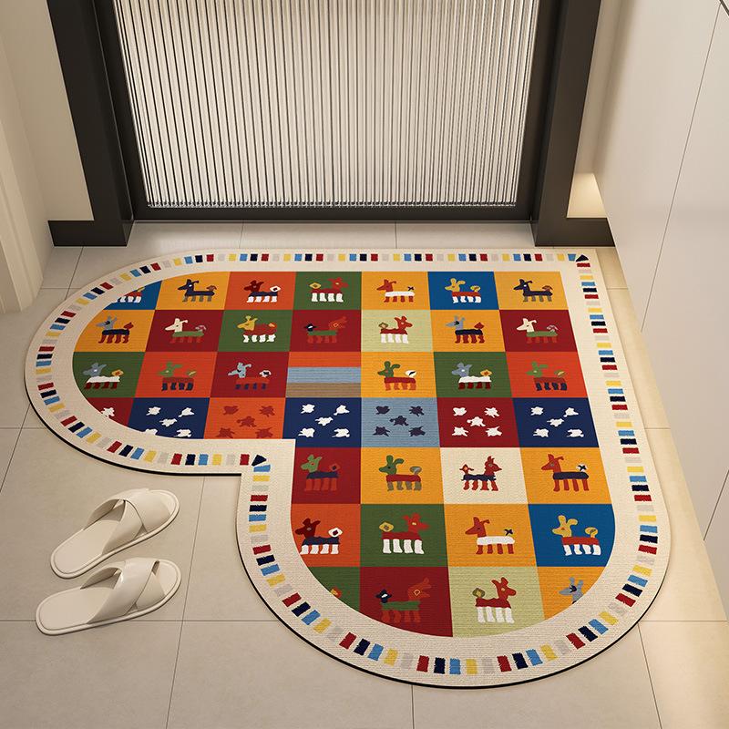 Коврик для пола в ванную комнату в форме сердца, противоскользящий коврик для ног в ванную, бытовой грязеотталкивающий и простой в уходе коврик для пола 50*50cm