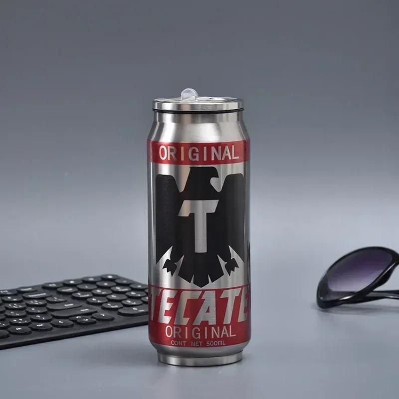 500ML Termoska se slámkou Cola plechovka Termoska na kávu Pivní láhev 304 Nerezová ocel BEER Cold Keeper Nádoba na pití Garrafa Térmica