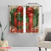 2pcs,2D Plane Printing Print Curtains Holly Berries & Gift Box Versatile Durable Polyester (without Rod) Festive Use for Living