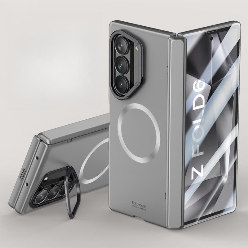 Suitable for Samsung Zflod6 Mobile Phone Case Film Integrated Skin Feeling Zfold6 Folding Magnetic Bracket Anti-fall Central Shaft Case