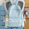 Schoolbag Korean fresh plaid corrugated backpack girl heart lace small schoolbag girls junior high school students female commuter bag