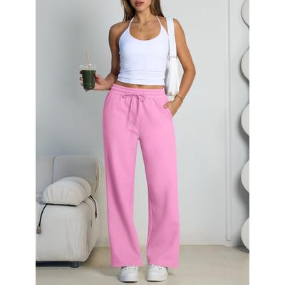 Gerade Weiter Bein Lockere Hose Damen Mode Frühling Sommer Baggy Jogginghose Hohe Taille Lässig Straßenhosen Schicke Hosen