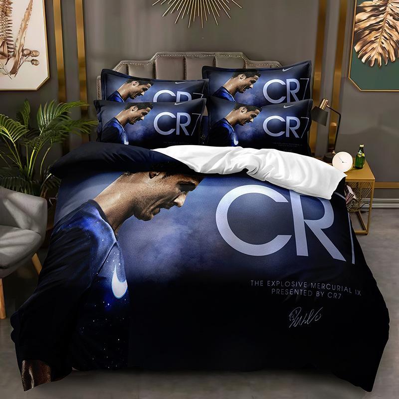 Football Printing Quilt Cover Pillowcase 3D Digital Printing Three-Piece Set