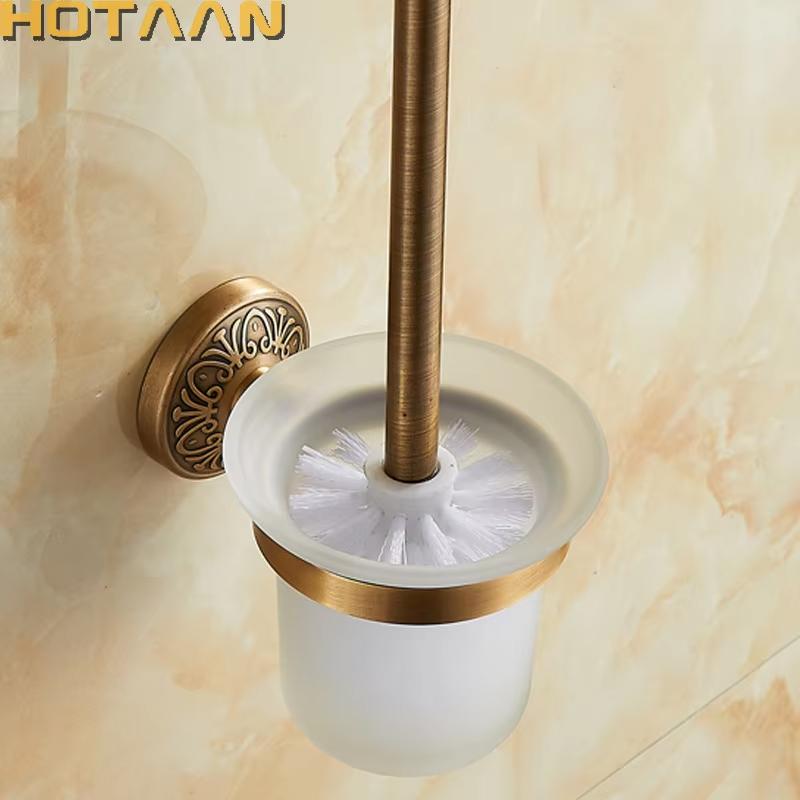 Antique Brass Color Wall Mounted Solid Aluminium Made Anti-Rust Toilet Brush Holder For Bathroom Accessories Set Bath Products