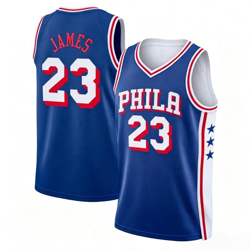 23 Basketball Jersey  Philadelphia  Sleeveless Tank Top Quick Dry Sport Streetwear Fans Training Vest White Blue Family Matching