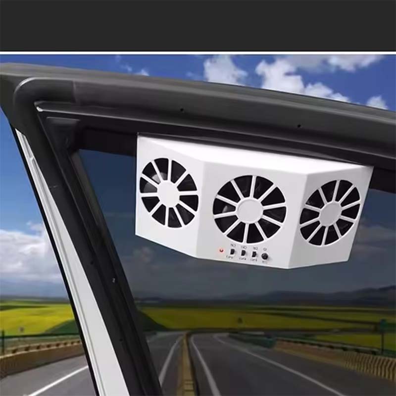 Car Cooling System Solar Panel Car Window Exhaust Fan Auto Air Vent Ventilation Fan Solar Radiator 3 Fans for Camper