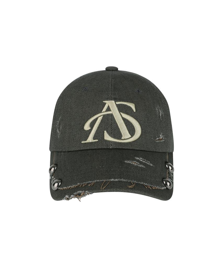 Aejeuyua Damaged Studded Ball Cap Khaki