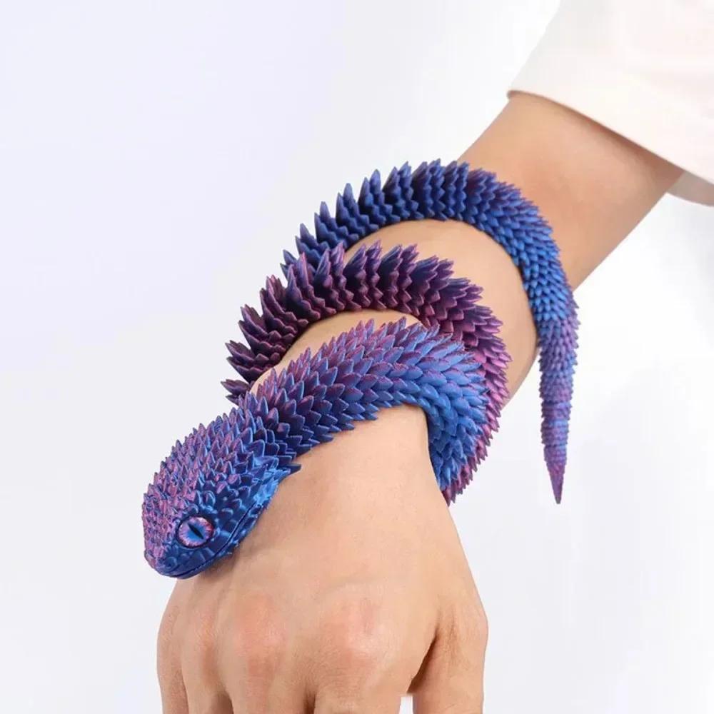 3D Printed Snake Movable Joint Simulation Snake Figurine Creative Home Office Desktop Ornament New Year Gifts Crafts Gifts