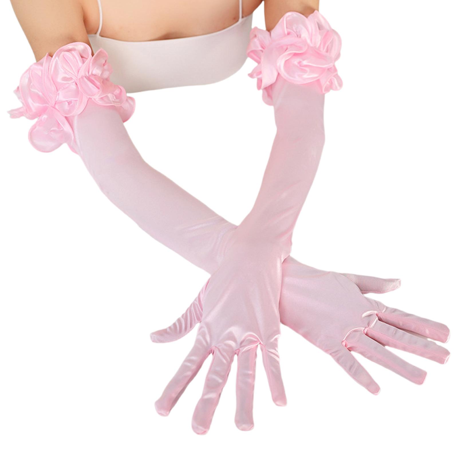 

Свадебные перчатки Перчатки для выпускного вечера Длинные перчатки с оборками для оперы Женские Дамские Тематические Аксессуары для костюма для выпускного вечера розовый