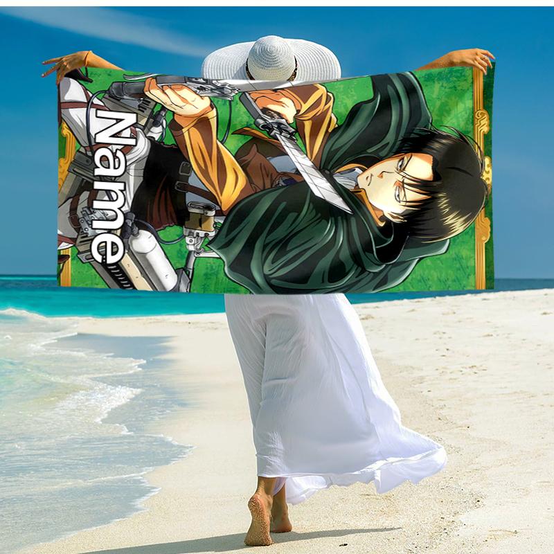 Personalized customized proof beach towel with Attack on Titan  pattern - soft, absorbent, quick-drying, perfect swimming, camping&bathing