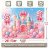 2D Pastel Candy Castle Backdrop, Princess Birthday Lollipop Background