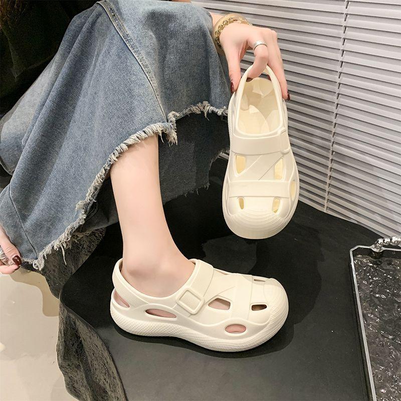 Sandals women's thick-soled soft-soled quick-drying hole shoes 2025 summer new beach shoes casual, comfortable and breathable