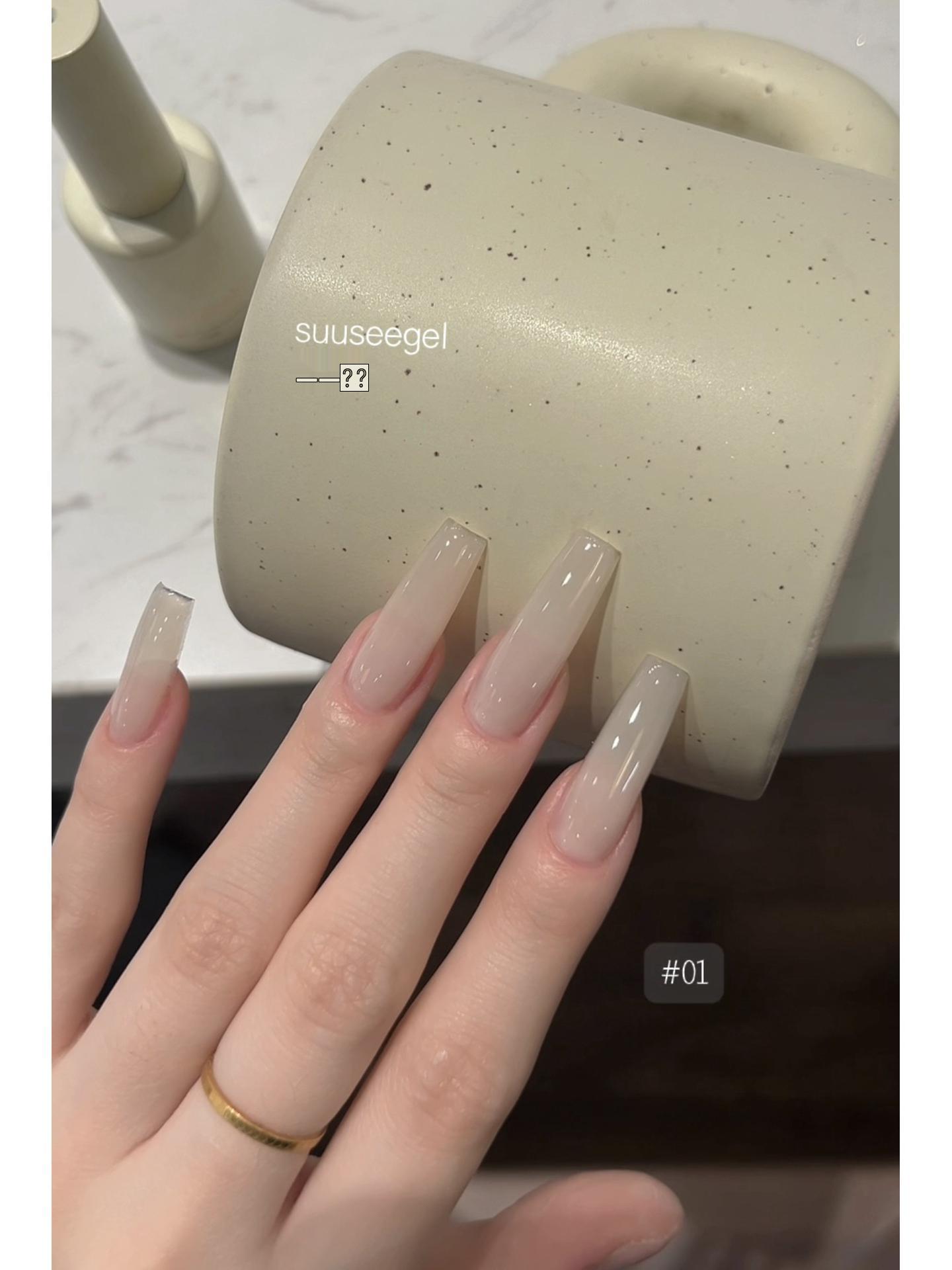 

Shuse 12-Color Translucent Gel Nail Polish - Versatile Internet Celebrity-Approved Universal Base with Solid Jade Colors.