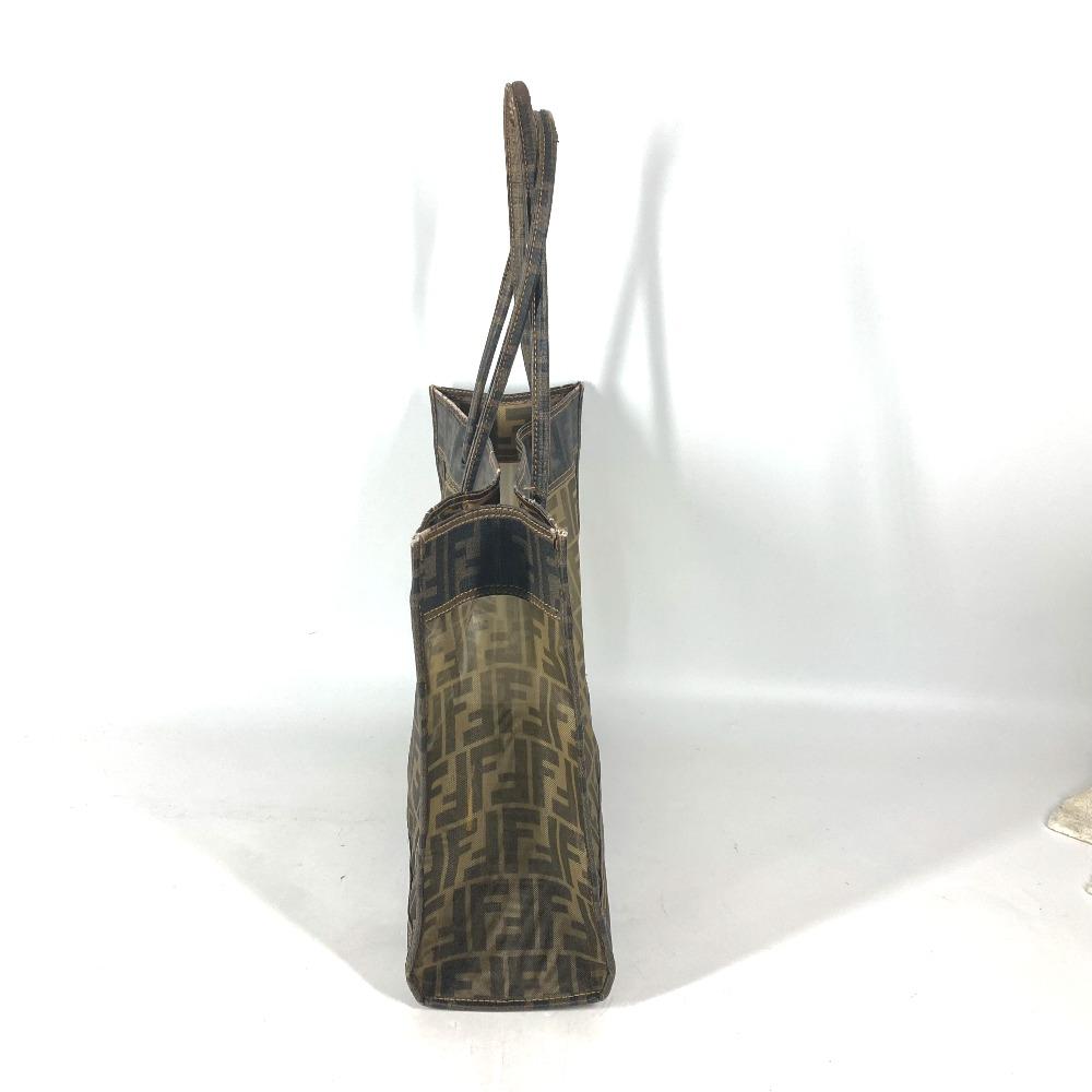 Fendi Torba Siatkowa Torba Plażowa Vintage Zucca Torba Tote z Puzderkiem Torba na Ramię Brązowa
