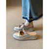 Sheepskin bow thick-soled heightening bag head half slippers women's summer wear casual versatile light mouth one-pedal single shoes