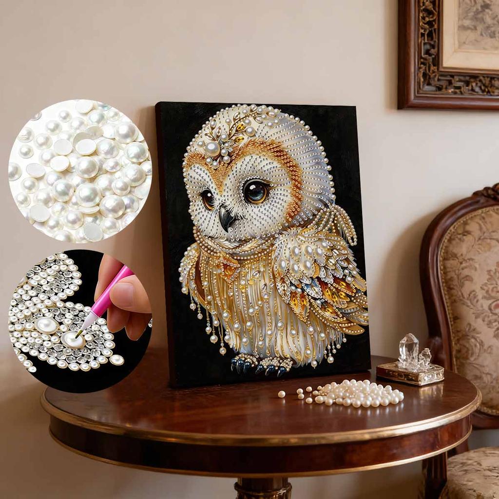 DIY Owl Pearl Art Painting for Adults/Beginners Gift Home Decor Pearl Gem Paintings Picture Arts Craft 30x40cm Without Frame