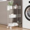 VECELO Slim Cart, 3 Tiers with Casters, 13.5cm Wide X 37.5cm Deep X 61.5cm High, Transparent, Lightweight Storage Rack for Gap Storage In Bathrooms an